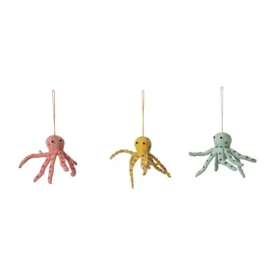 Hello Honey&reg; 3 Pack 6.5" Beaded Octopus Wool Felt Ornaments {1}