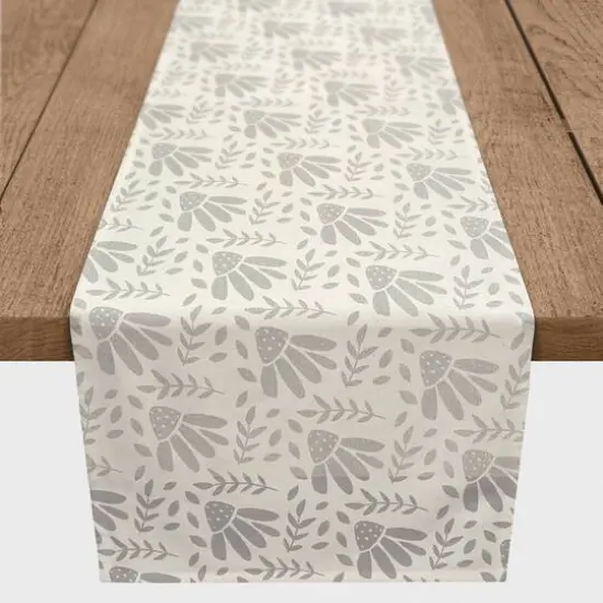 Gray Flowers Indoor/Outdoor Table Runner {4}