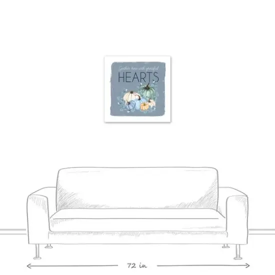 Gather Hearts Blue Mood Pumpkins Canvas Wall Art {6}