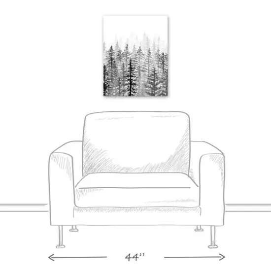 Black White Watercolor Trees 16x20 Canvas Wall Art {6}