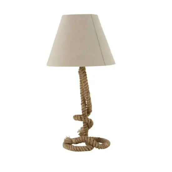 Brown Jute Rope and Iron Rustic Table Lamp, 29" x 15" x 15" {5}
