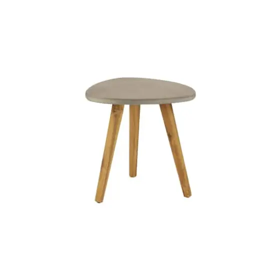16" Gray Wood Modern Outdoor Accent Table {4}