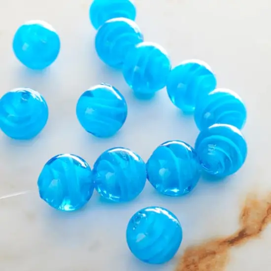 Aqua Glass Round Beads, 13.5mm by Bead Landing&trade; {3}