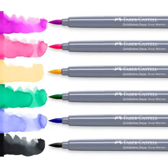 Faber-Castell&reg; Goldfaber Aqua 6 Color Graffiti Dual Tip Watercolor Marker Set {6}