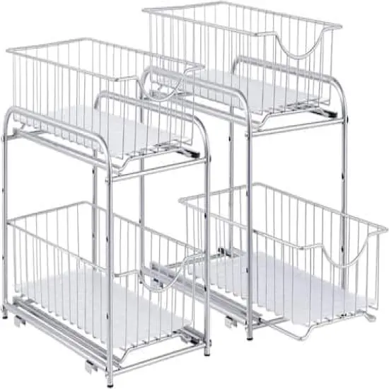 NEX&trade; Silver Stackable 2-Tier Cabinet Organizer with Sliding Drawer Set {1}