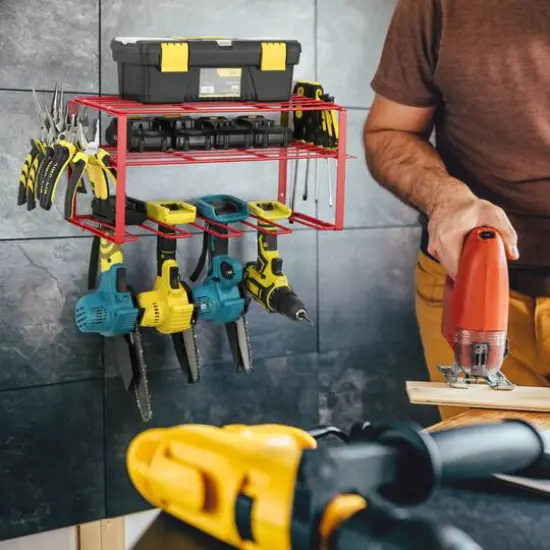 NEX&trade; 16.5" Red Power Tool Organizer Wall Shelf {7}