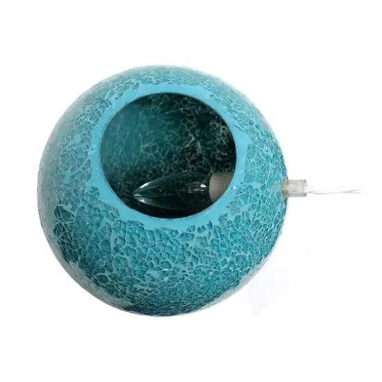 Simple Designs 7.7" Mosaic Stone Ball Table Lamp Teal {6}