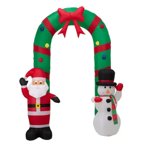 Glitzhome&reg; 8ft. Inflatable Santa Snowman Gate Arch {6}