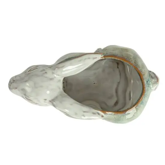 Hello Honey&reg; 8.25" White & Marine Rabbit Stoneware Planter {8}