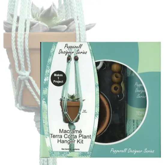 Pepperell Designer Mint Macram&eacute; Plant Hanger Kit {3}