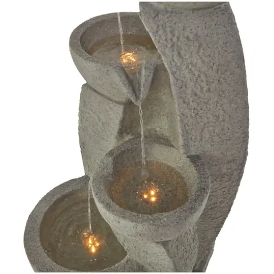 43.5" Gray Fiberglass 4-Tier Fountain with LED Light {4}