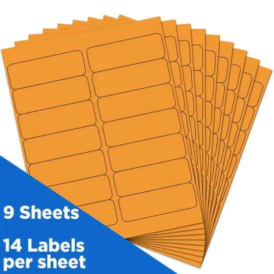 JAM Paper 1.3" x 4" Address Labels, 126ct. Neon Orange {6}