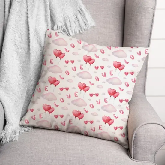 Love Balloon Pattern 18" x 18" Indoor / Outdoor Pillow {3}
