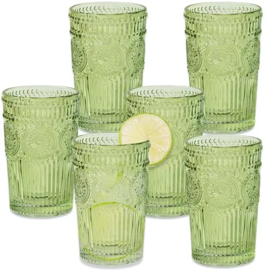 Kate Aspen&reg; 13oz. Vintage Textured Glass Set Sage Green {1}