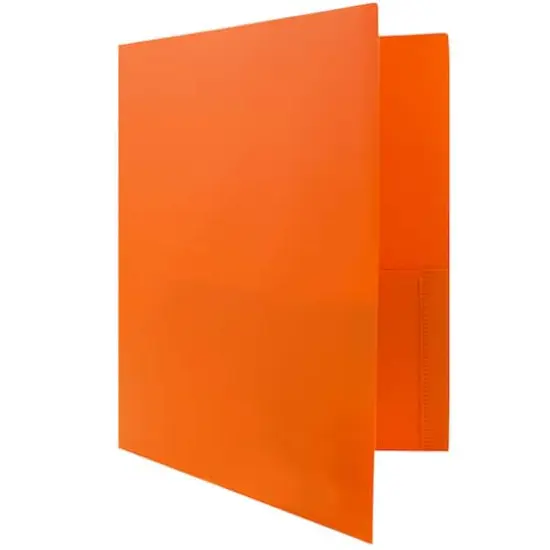 JAM Paper 9.5" x 11" Plastic 2 Pocket School POP Folders with Clasps, 6ct. Orange {6}
