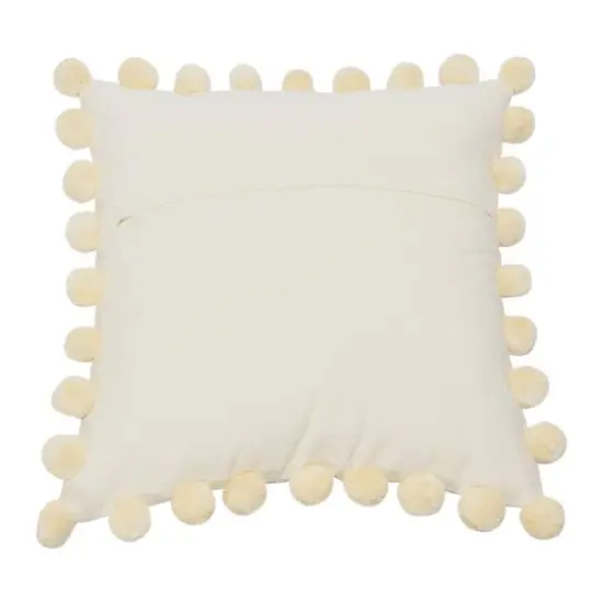 20'' Square Quilted Cotton Pillow Cover with Pom Pom Trim {3}