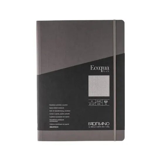 Fabriano® Ecoqua Plus Dotted A4 Hidden Spiral-Bound Notebook Gray {4}