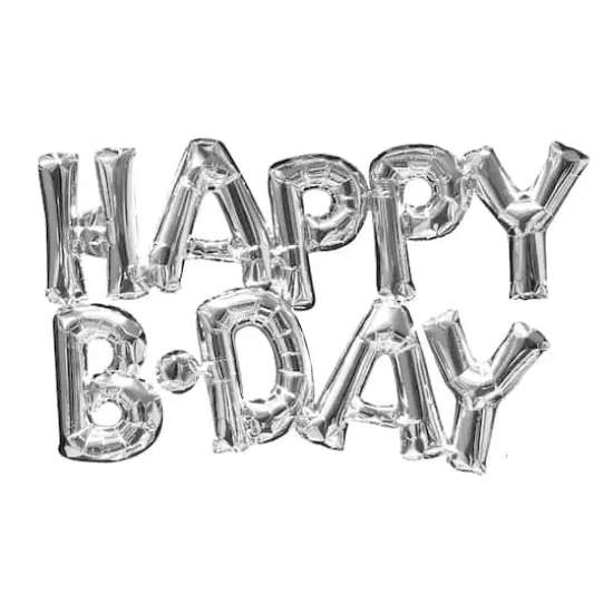 30" Silver Happy B-Day Foil Balloon {1}