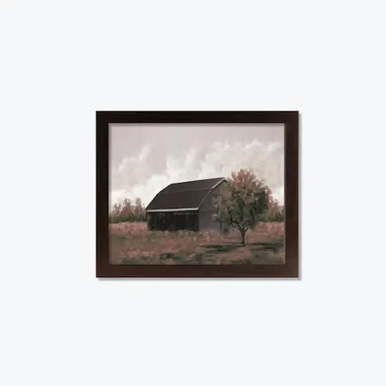 Black Barn Landscape Walnut Framed Print {1}