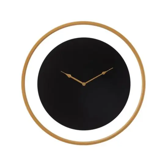 24" Black Metal Wall Clock with Gold Accents {1}