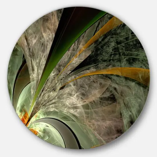 Designart - Symmetrical Fractal Flower in Green' Floral Metal Circle Wall Art {1}