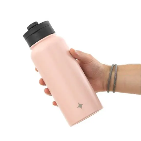 JoyJolt&reg; 32oz. Vacuum Insulated Water Bottle With Flip Lid & Sport Straw Lid Pink {8}