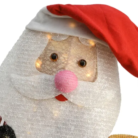 34" Santa & Reindeer Pulling Sleigh, Clear Lights {4}