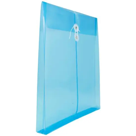 JAM Paper Letter Size Plastic Envelopes with Button & String Tie Closure, 12ct. Blue {5}