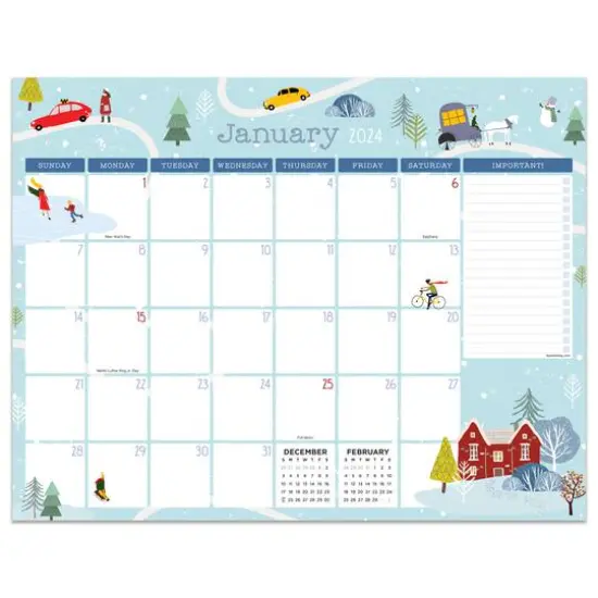 TF Publishing 2024 Folk Love Medium Desk Pad Monthly Blotter Calendar {1}