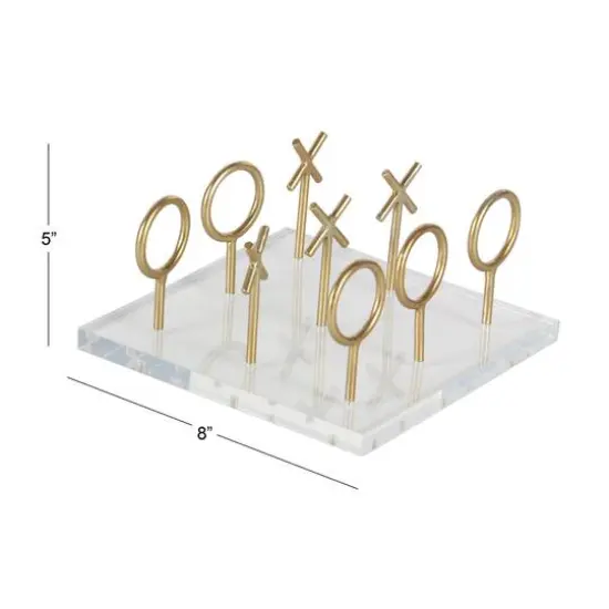 CosmoLiving by Cosmopolitan Gold & White Acrylic Glam Tic-Tac-Toe Game Set {7}