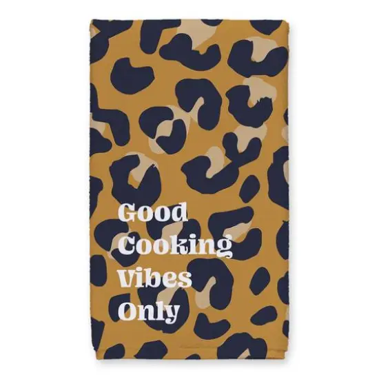 Good Cooking Vibes Only Leopard Tea Towel Set Gold {3}