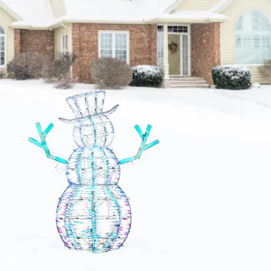 48" Pre-Lit Iridescent Snowman {3}