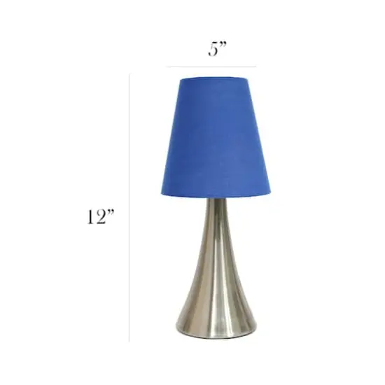 Simple Designs Valencia Mini Touch Table Lamp Set Brushed Nickel/Blue {4}