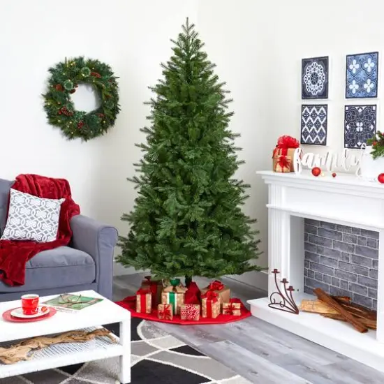 7ft. Pre-Lit Vienna Fir Artificial Christmas Tree, Warm White Lights {10}