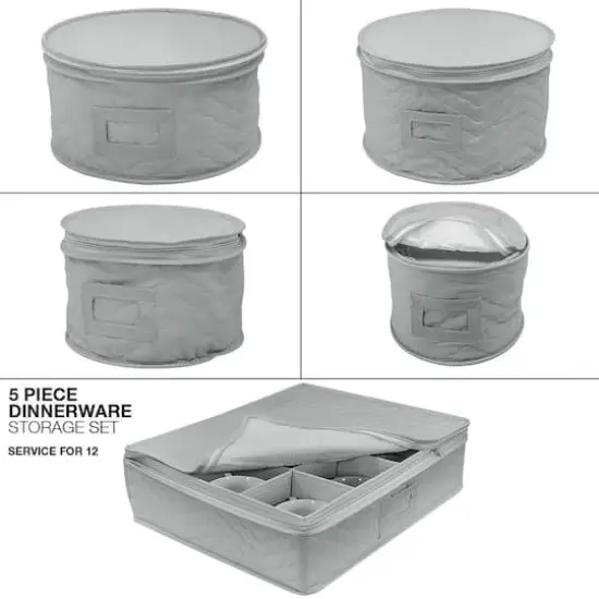 Sorbus 5-Piece Dinnerware Storage Set Gray {4}