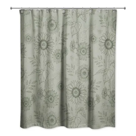 Sunflower Icons Shower Curtain Green {1}
