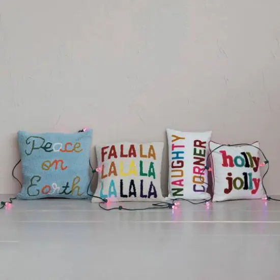 Hello Honey&reg; 20" Multicolor Peace on Earth Tufted Throw Pillow {3}