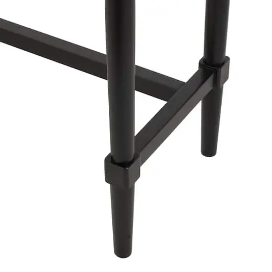 35.5" Black Wood Handmade 2-Drawer Console Table with Gold Handles {6}