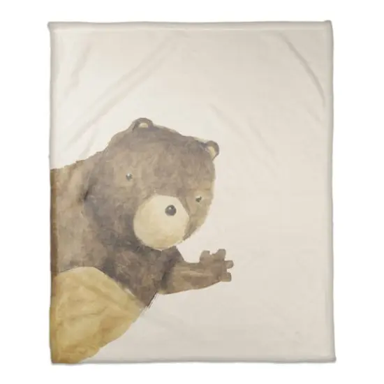 50" x 60" Hello Bear Waving Coral Fleece Blanket {1}