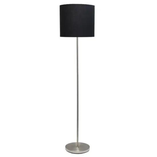Simple Designs 57" Brushed Nickel Drum Shade Floor Lamp Brushed Nickel and Black {1}