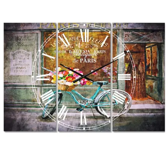 Designart 'Paris French Flowershop Traditional Multipanel Wall Clock {1}