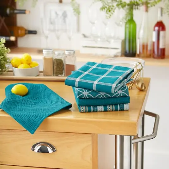 DII&reg; Dish Towel & Dishcloth Set Teal {4}