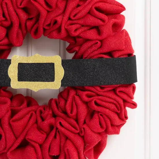 Glitzhome&reg; 18" Christmas Red Belt Fabric Wreath {6}