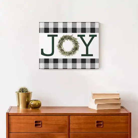 Green Joy Wreath 11x14 Canvas Wall Art {5}
