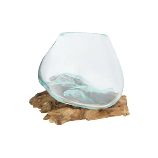 Hello Honey&reg; 6.5" Glass Planter/Vase on Natural Wood Base {3}