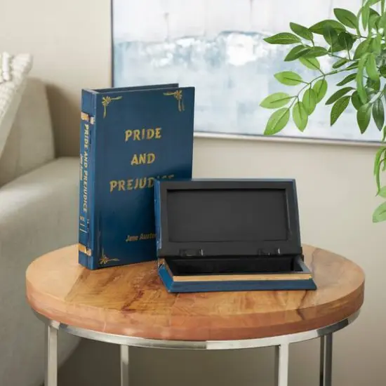 Blue Wooden Pride and Prejudice Storage Faux Book Box, 2ct. {14}