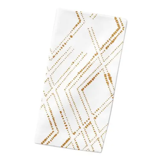 Diamond Cotton Twill Napkin White and Gold {3}