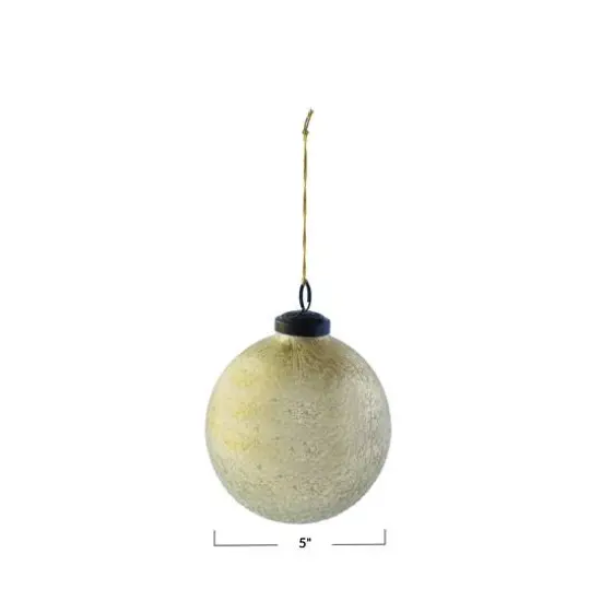 Hello Honey&reg; 5" Antique Gold Finish Glass Seeded Ball Ornament {4}