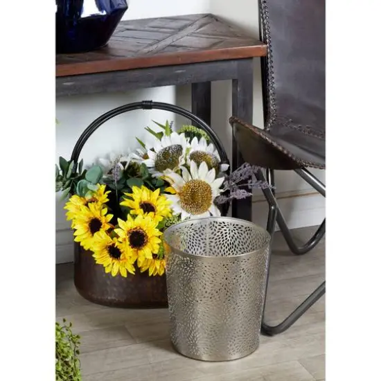 CosmoLiving by Cosmopolitan Silver Metal Contemporary Small Waste Bin {6}
