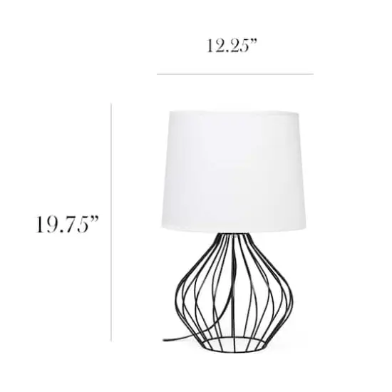 Simple Designs 19.7" Geometrically Wired Table Lamp Black with White Shade {4}